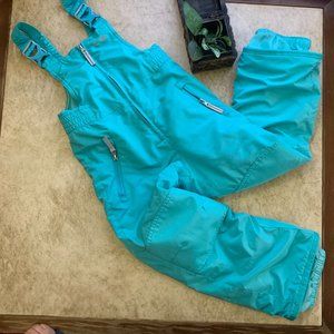 Champion Girls Sz XS 4-5 Snow Ski Bib Overalls Snow Suit Pants Zip Turquoise